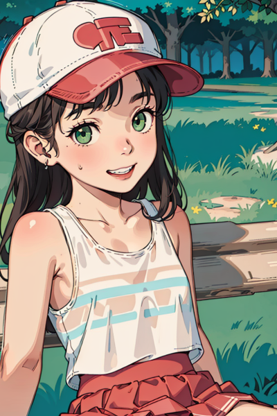 凯蒂坐在长凳上